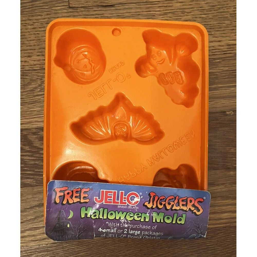 VTG HALLOWEEN JELL-O JIGGLERS Molds Jello Ice Tray Ghost Cat‎ Pumpkin Bat Witch